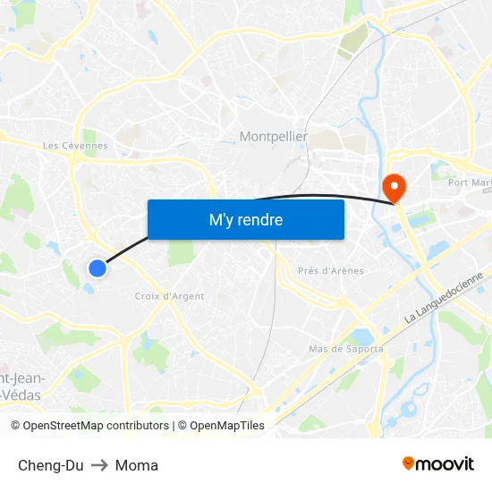 Cheng-Du to Moma map