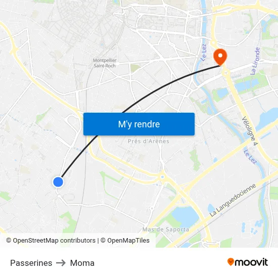 Passerines to Moma map