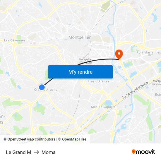 Le Grand M to Moma map