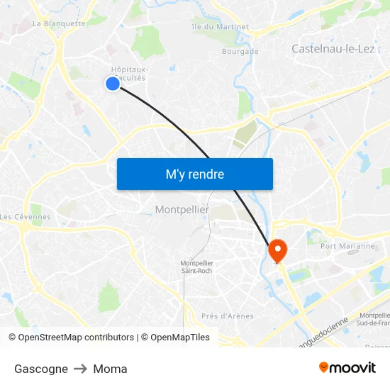 Gascogne to Moma map