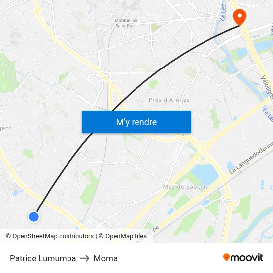 Patrice Lumumba to Moma map