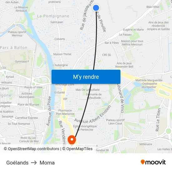 Goélands to Moma map