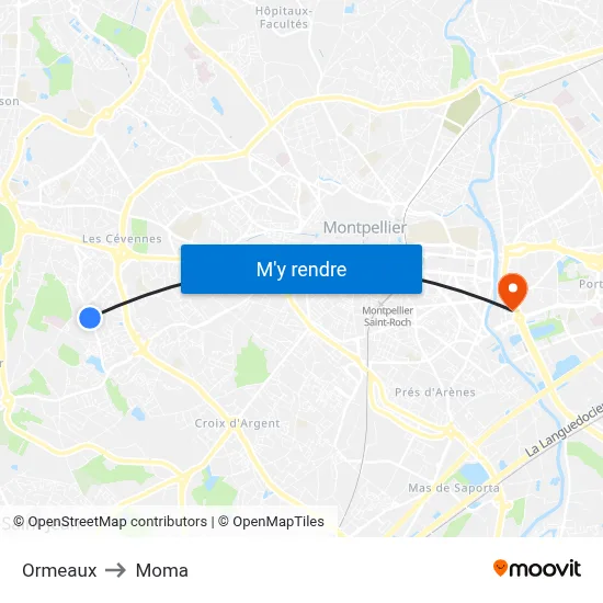 Ormeaux to Moma map