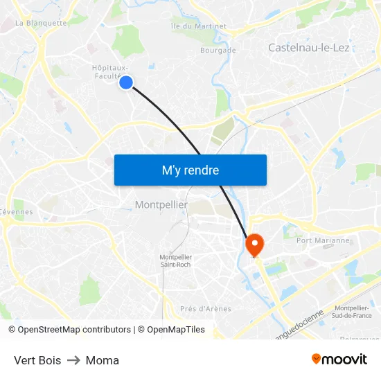 Vert Bois to Moma map