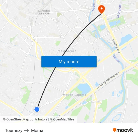 Tournezy to Moma map