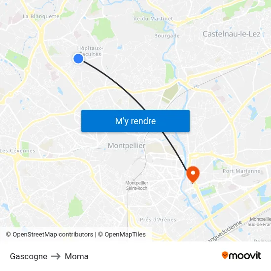 Gascogne to Moma map