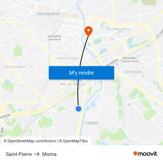 Saint-Pierre to Moma map