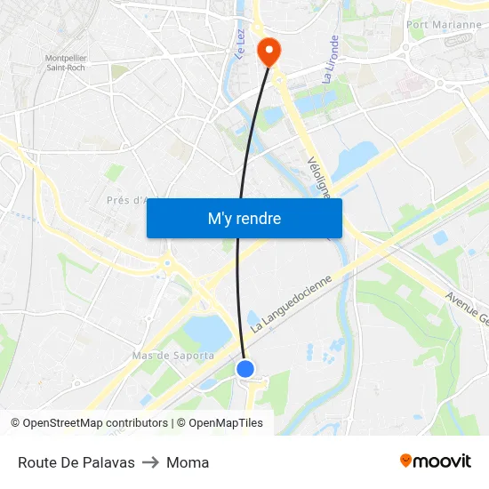 Route De Palavas to Moma map