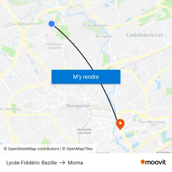 Lycée Frédéric Bazille to Moma map
