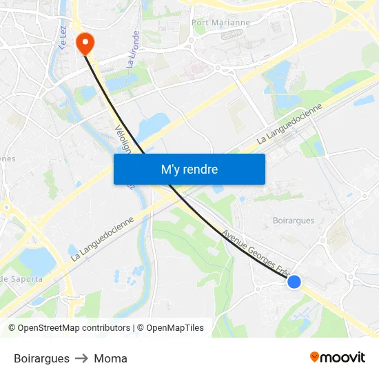 Boirargues to Moma map