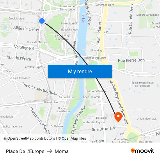 Place De L'Europe to Moma map