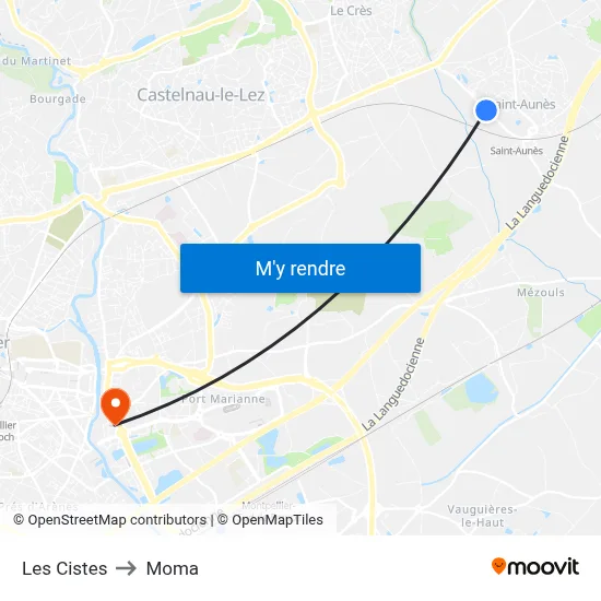 Les Cistes to Moma map
