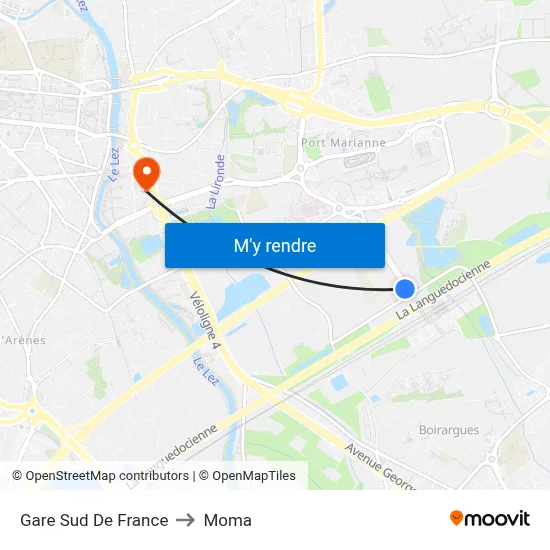 Gare Sud De France to Moma map