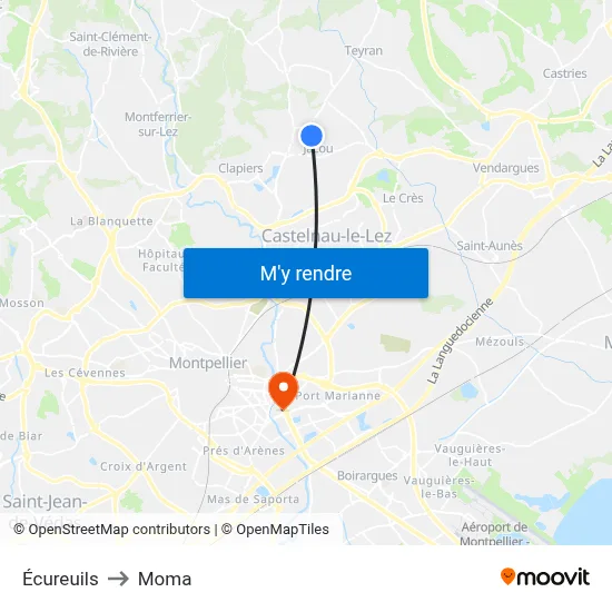 Écureuils to Moma map