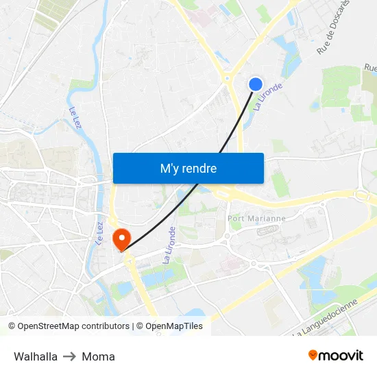 Walhalla to Moma map
