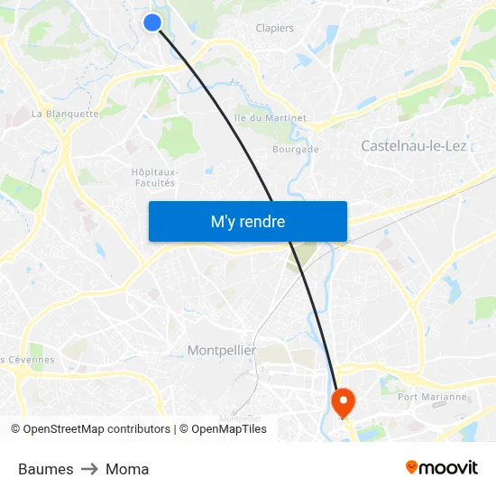 Baumes to Moma map