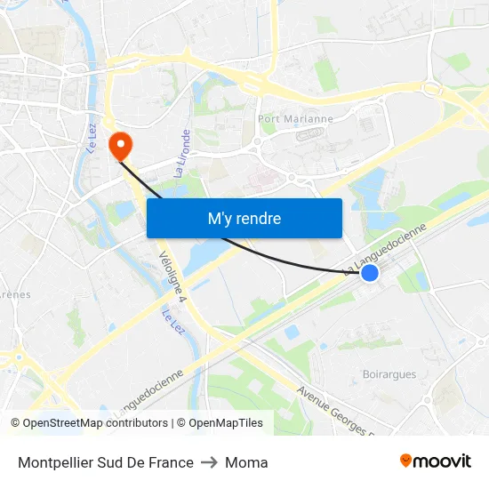 Montpellier Sud De France to Moma map