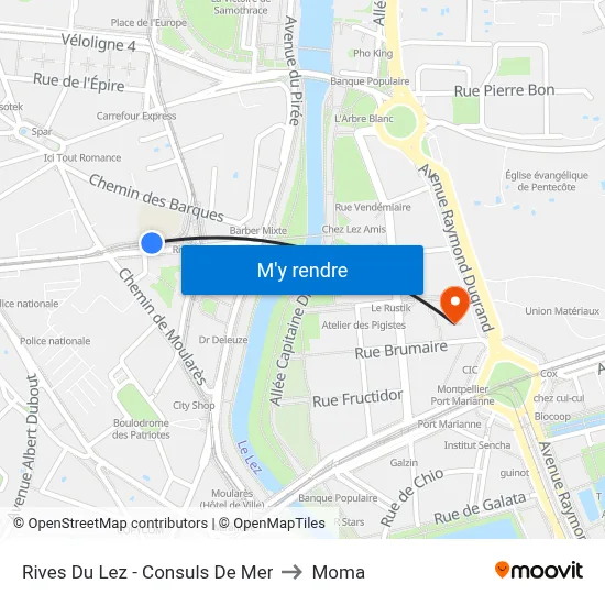 Rives Du Lez - Consuls De Mer to Moma map