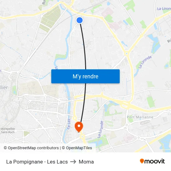 La Pompignane - Les Lacs to Moma map