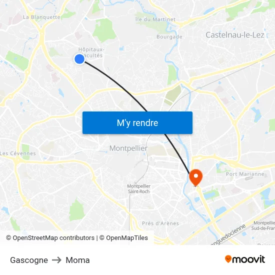 Gascogne to Moma map