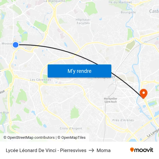 Lycée Léonard De Vinci - Pierresvives to Moma map