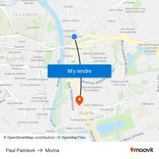 Paul Painlevé to Moma map
