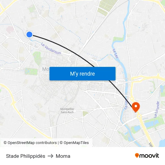 Stade Philippidès to Moma map