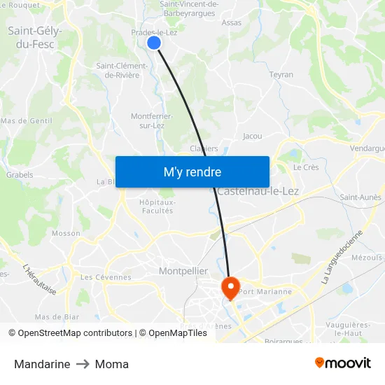 Mandarine to Moma map