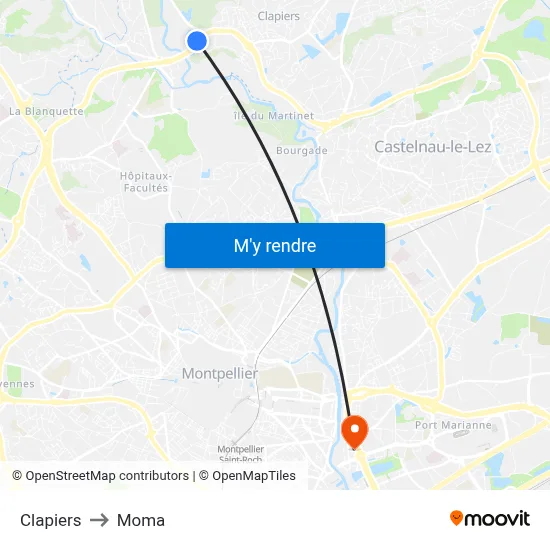 Clapiers to Moma map