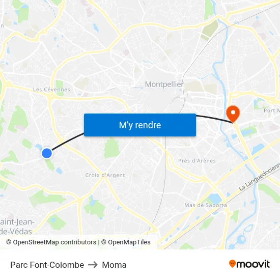 Parc Font-Colombe to Moma map