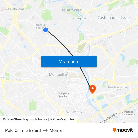 Pôle Chimie Balard to Moma map