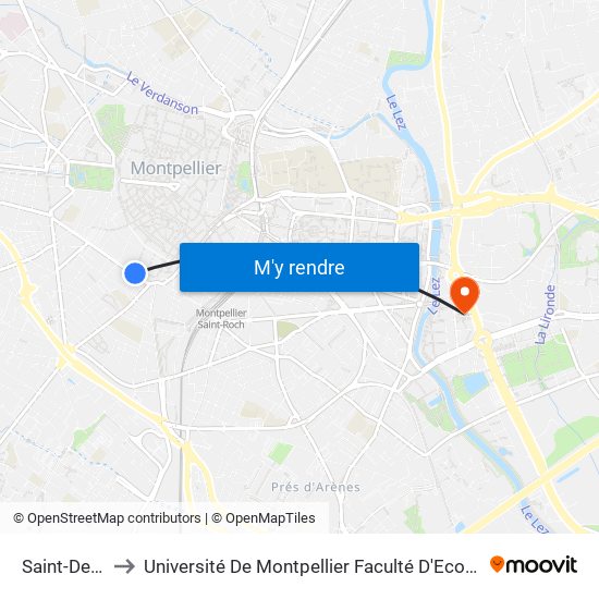 Saint-Denis to Université De Montpellier Faculté D'Economie map