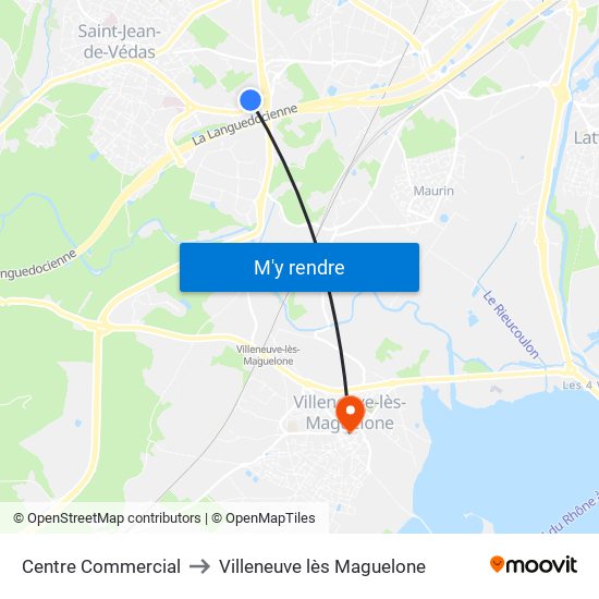 Centre Commercial to Villeneuve lès Maguelone map