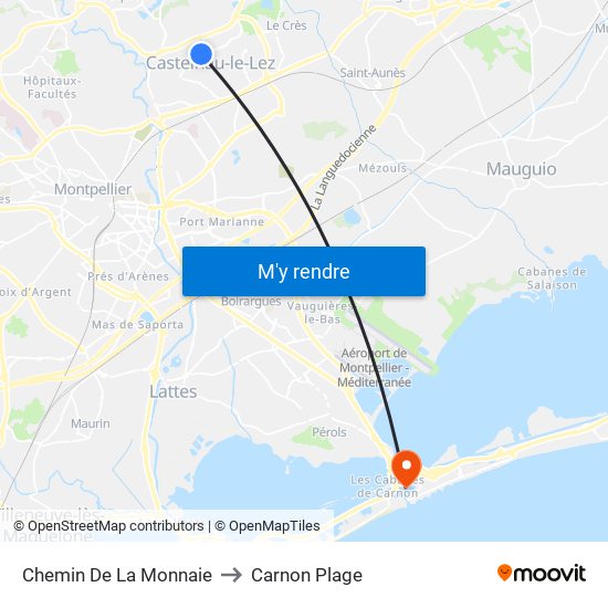 Chemin De La Monnaie to Carnon Plage map