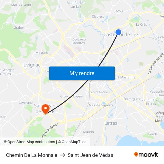 Chemin De La Monnaie to Saint Jean de Védas map