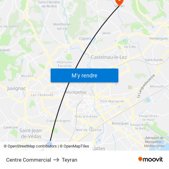 Centre Commercial to Teyran map