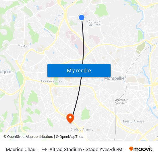 Maurice Chauvet to Altrad Stadium - Stade Yves-du-Manoir map