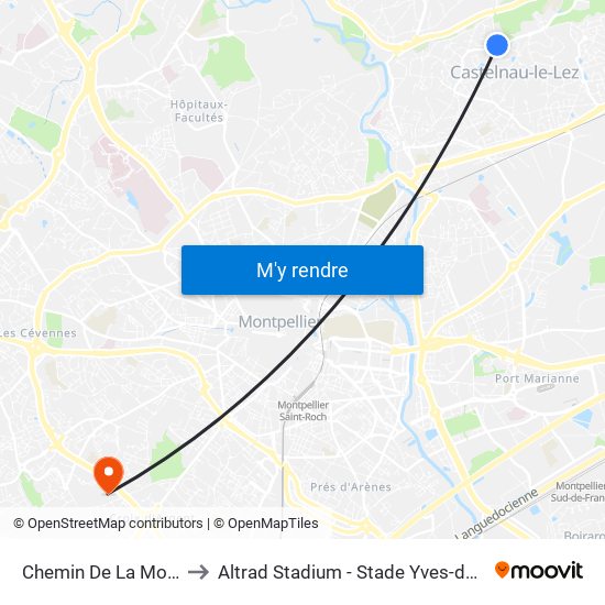 Chemin De La Monnaie to Altrad Stadium - Stade Yves-du-Manoir map