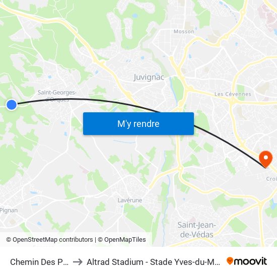 Chemin Des Pins to Altrad Stadium - Stade Yves-du-Manoir map