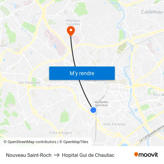 Nouveau Saint-Roch to Hopital Gui de Chauliac map