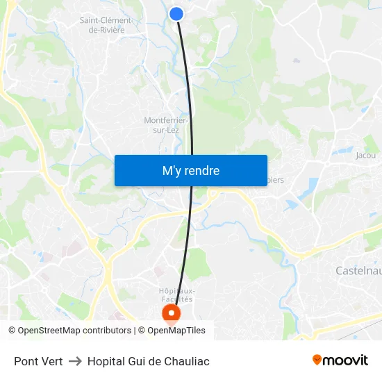 Pont Vert to Hopital Gui de Chauliac map