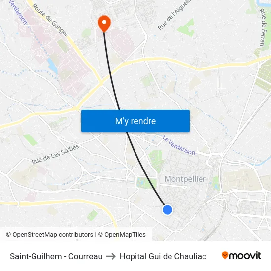 Saint-Guilhem - Courreau to Hopital Gui de Chauliac map