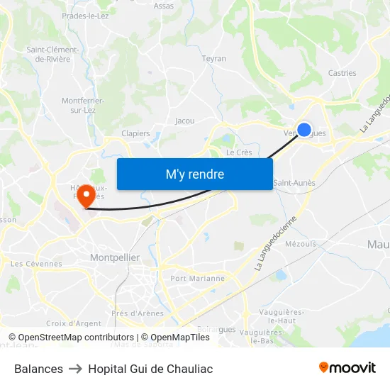 Balances to Hopital Gui de Chauliac map