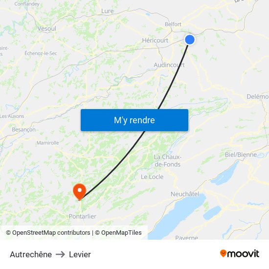 Autrechêne to Levier map