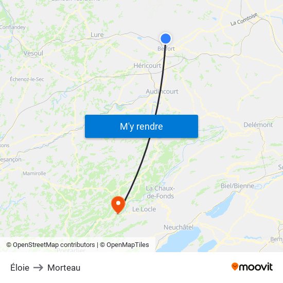 Éloie to Morteau map