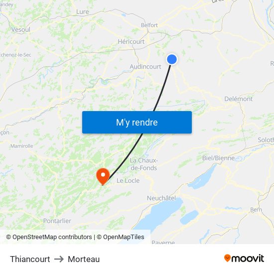 Thiancourt to Morteau map