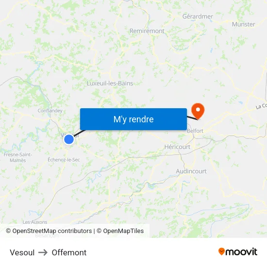 Vesoul to Offemont map