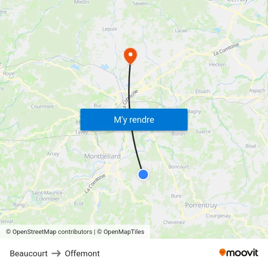Beaucourt to Offemont map
