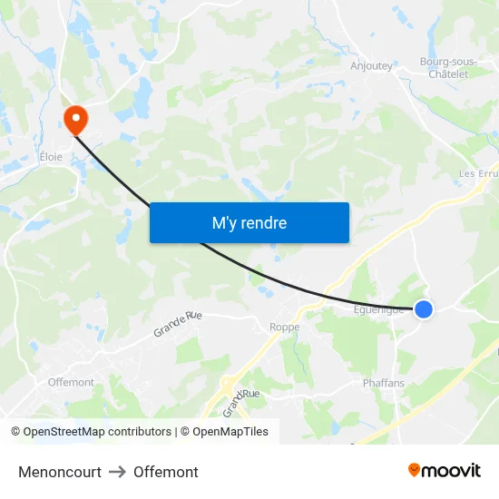 Menoncourt to Offemont map