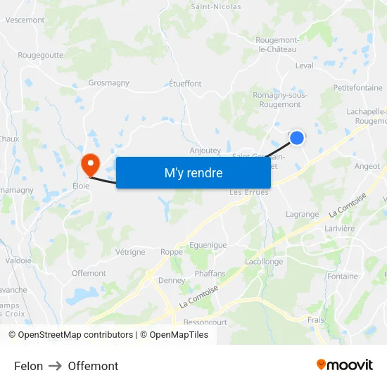 Felon to Offemont map